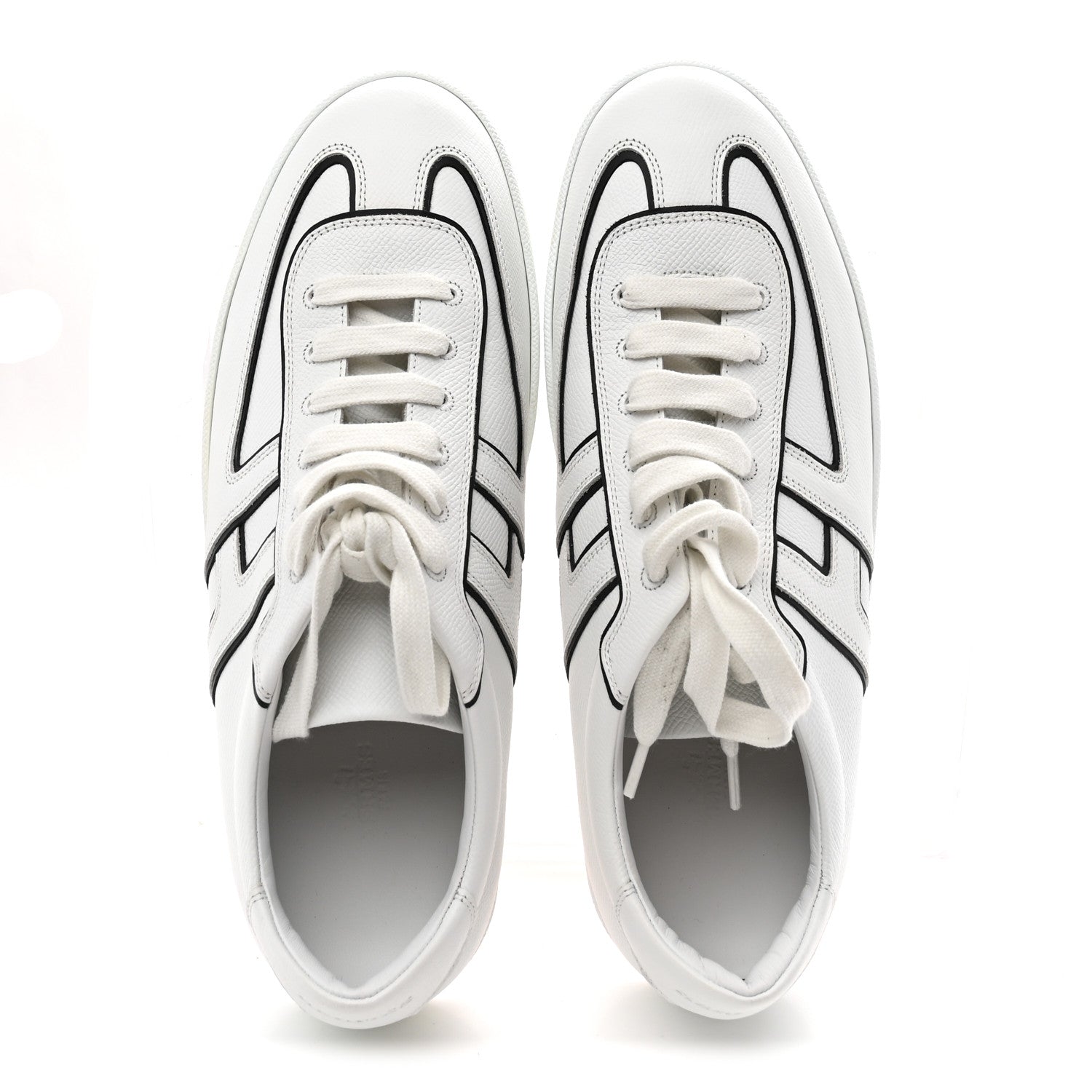 Hermes Epsom Mens Boomerang Sneakers 42 White Black 2 of 10