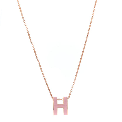 Hermes Lacquered Rose Gold Pop H Pendant Necklace Rose Dragee 1 of 8