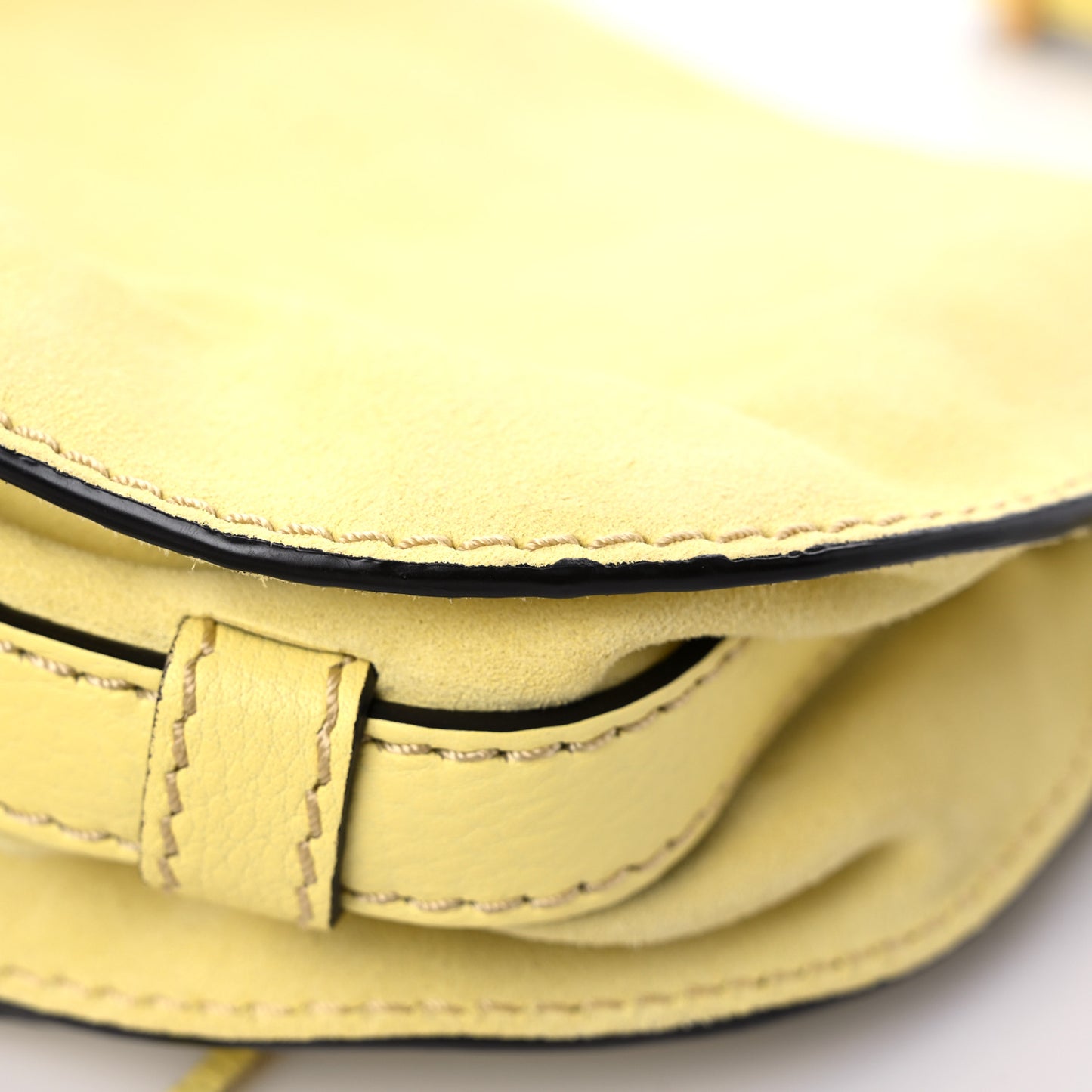 Suede Calfskin Braided Mini Marcie Round Crossbody Bag Yellow