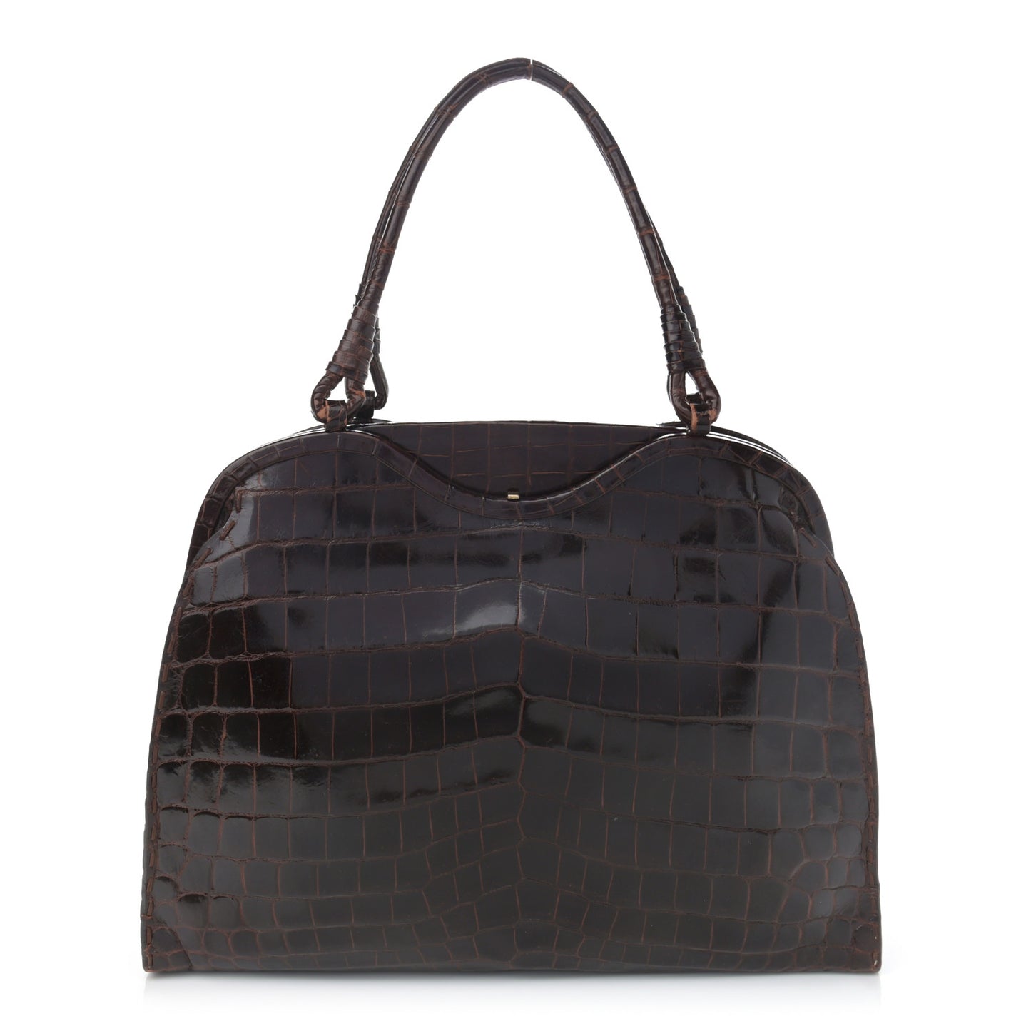 Crocodile Top Handle Bag Brown