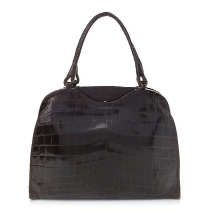 Bottega Veneta Crocodile Top Handle Bag Brown 1 of 14