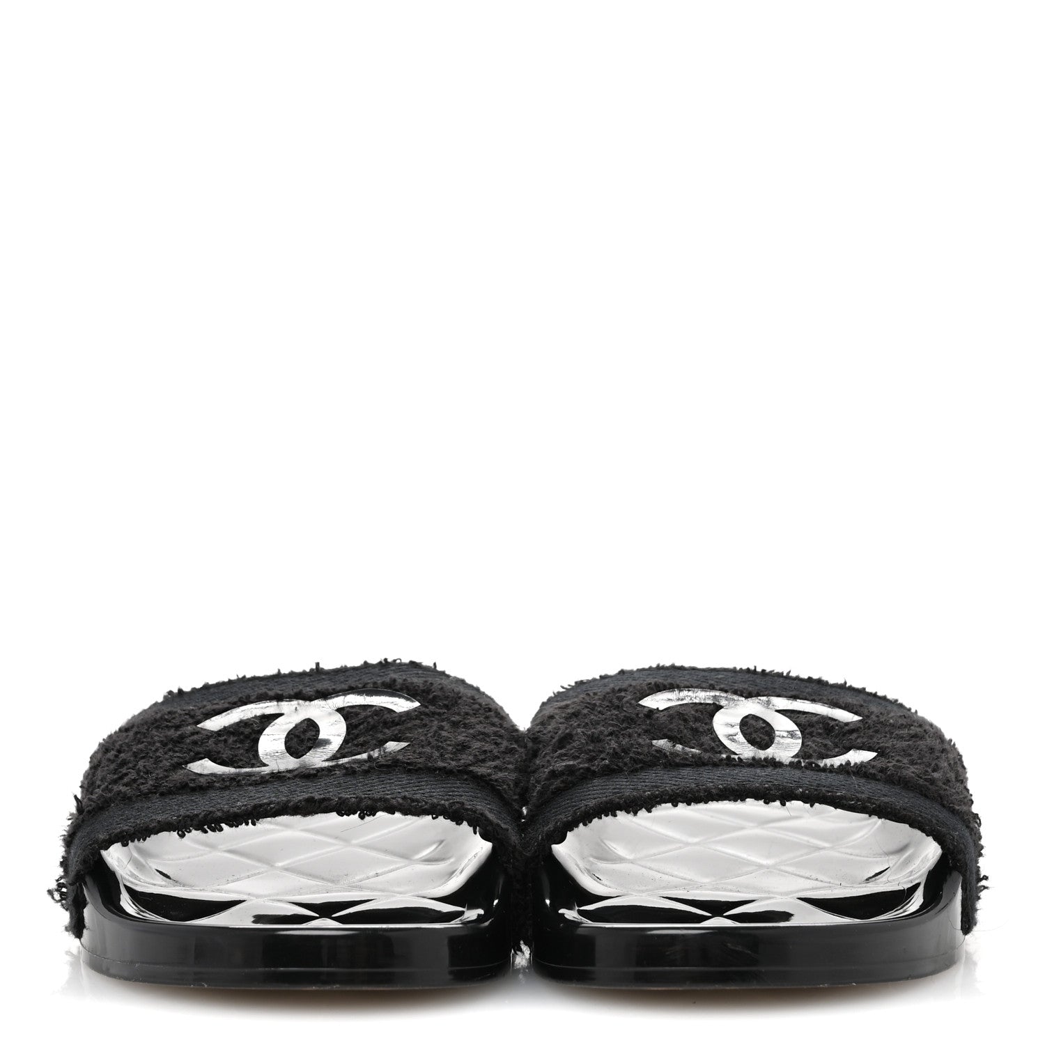 Chanel PVC Fabric CC Flat Slide Sandals 39 Black 3 of 8