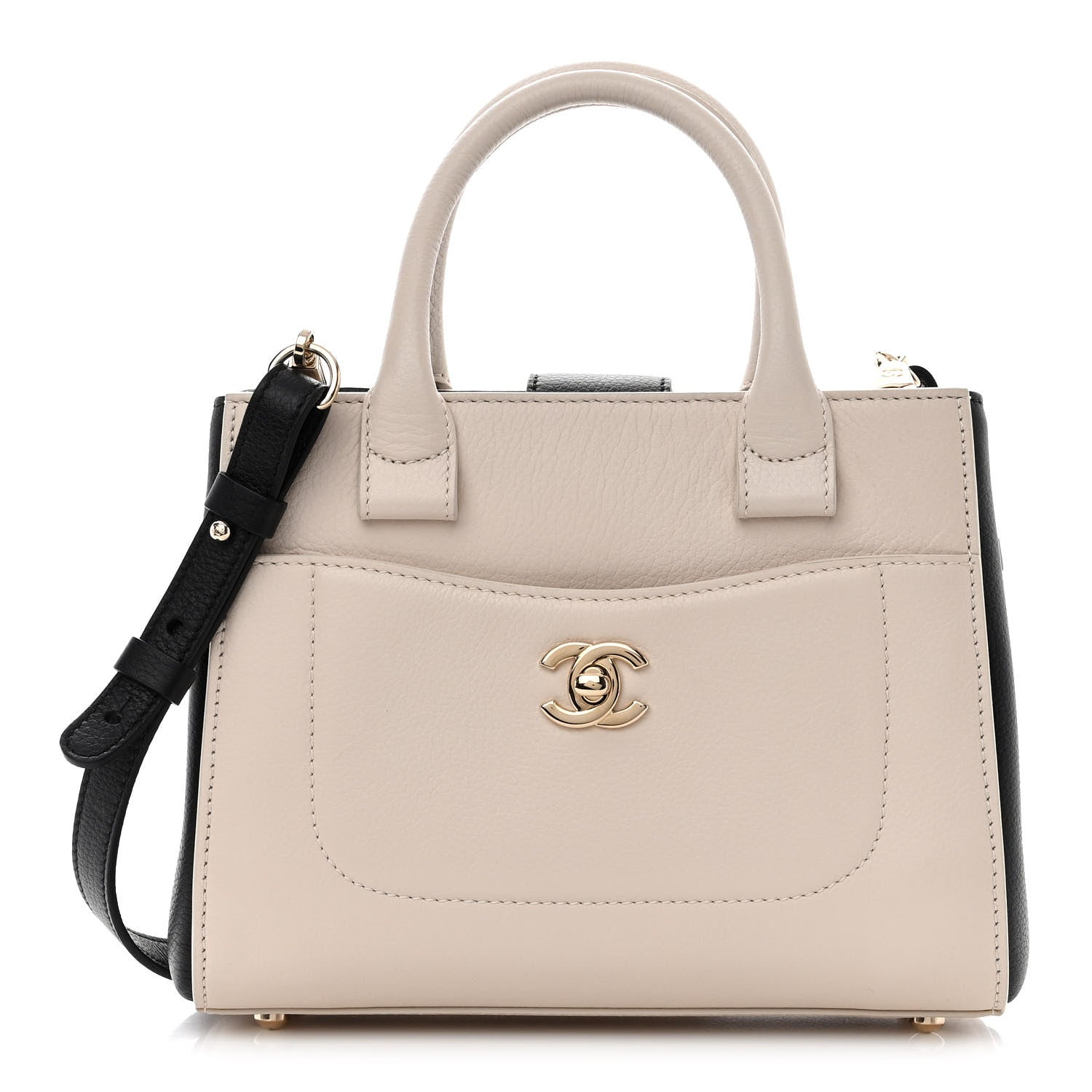 Chanel Grained Calfskin Mini Bi-Color Neo Executive Shopper Tote Beige Black 1 of 11