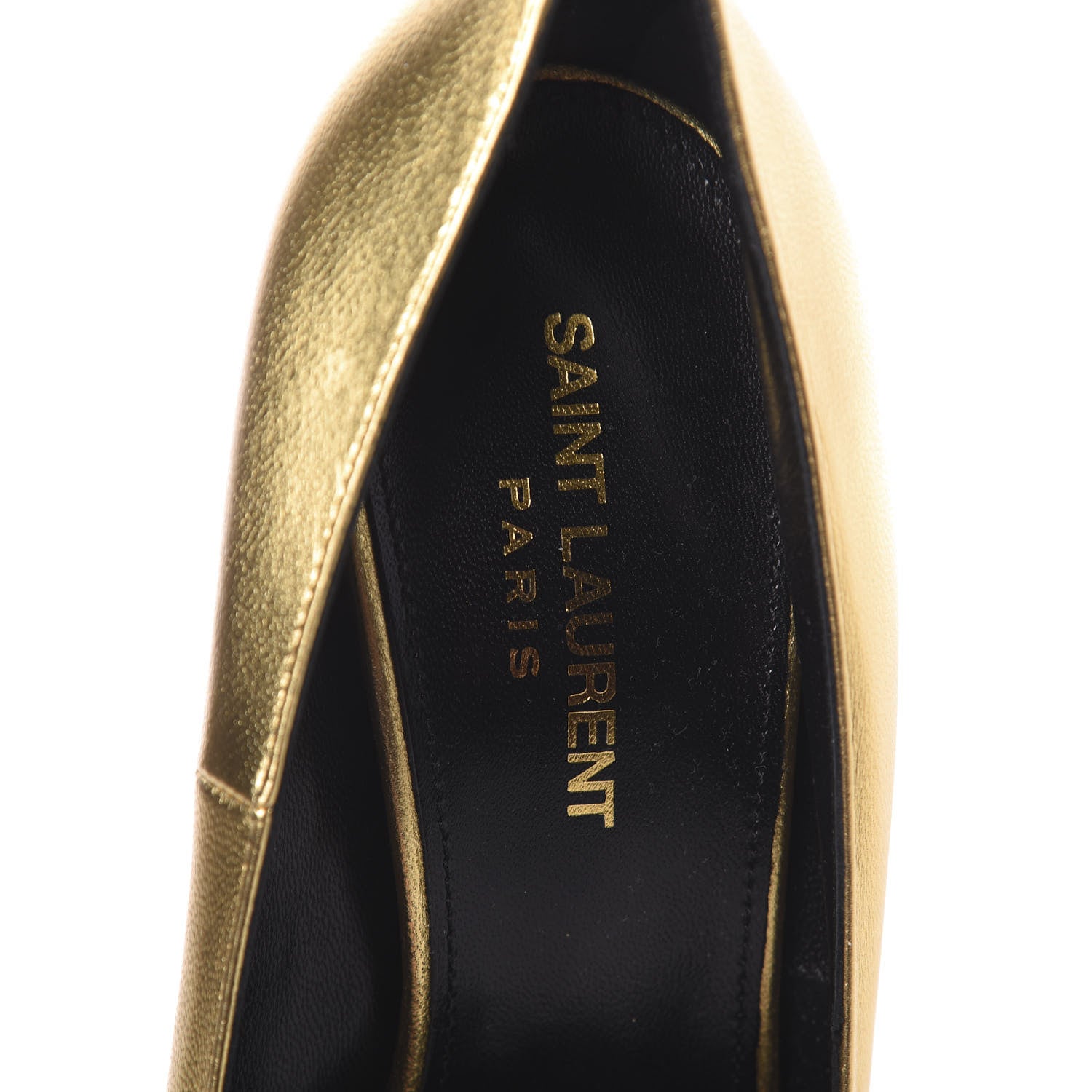 Saint Laurent Metallic Calfskin Opyum 110 Pumps 37.5 Oro 6 of 8