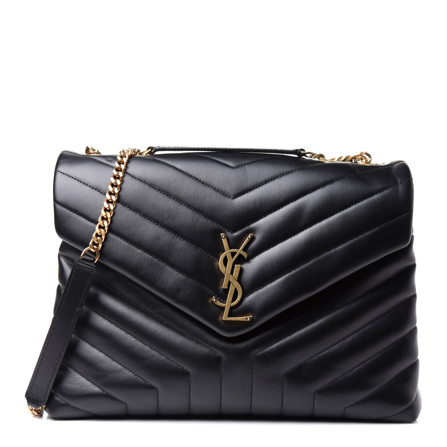 Saint Laurent Calfskin Y Quilted Monogram Medium Loulou Chain Satchel Black 1 of 11