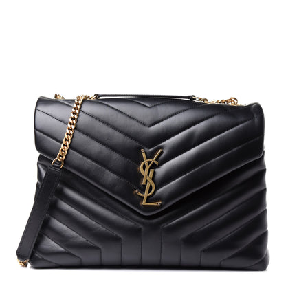 Saint Laurent Calfskin Y Quilted Monogram Medium Loulou Chain Satchel Black 1 of 11