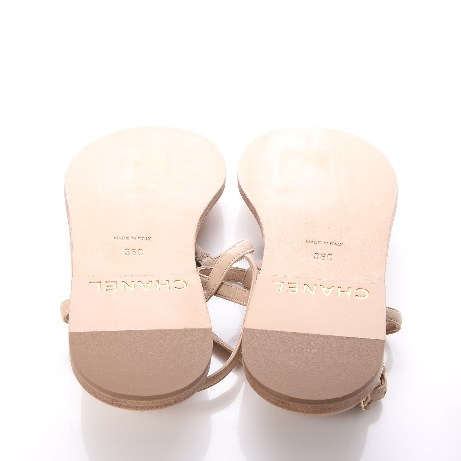 Chanel Lambskin CC Chain Thong Sandals 36 Beige 5 of 10