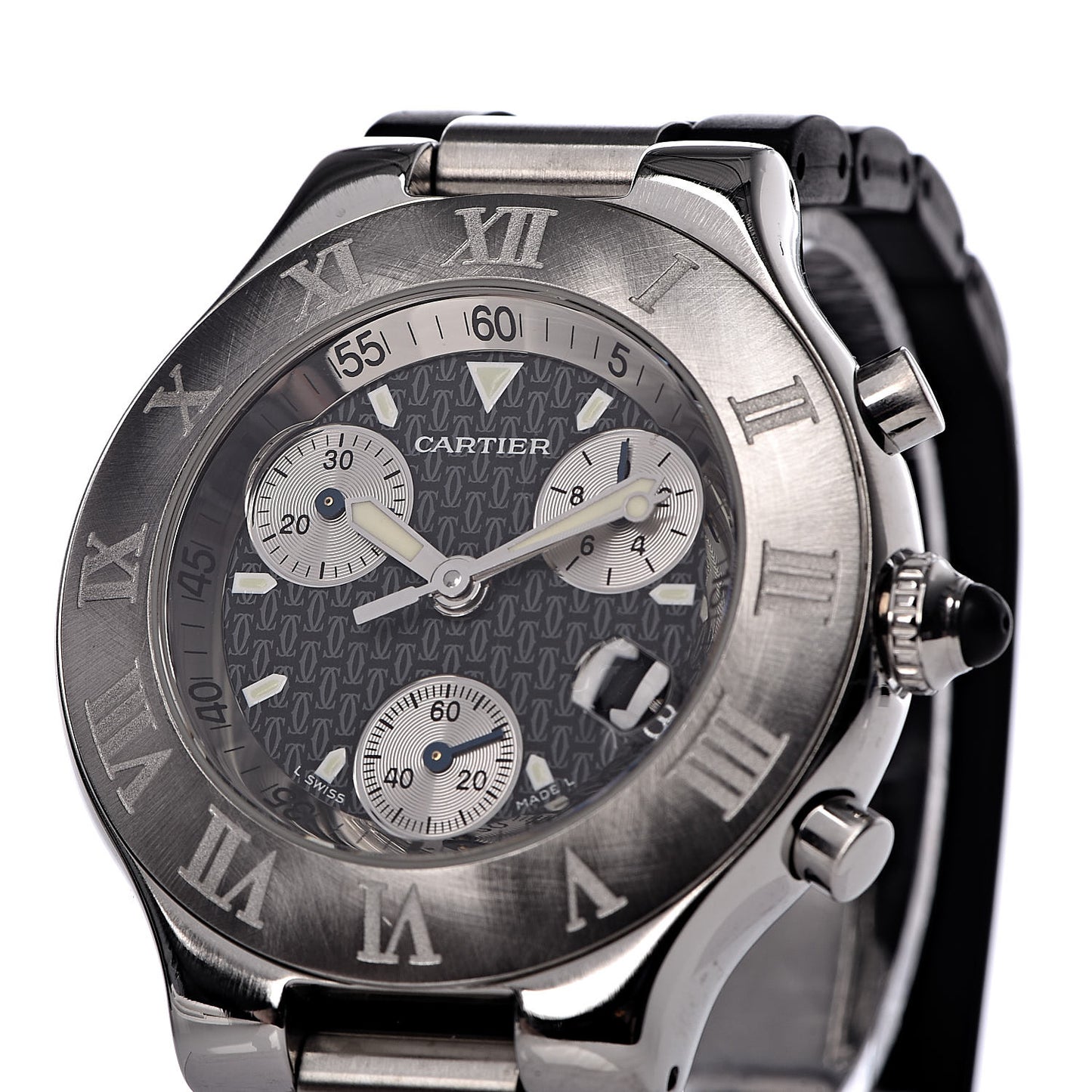 Stainless Steel Rubber 38mm Must 21 Chronoscaph Quartz Watch Black