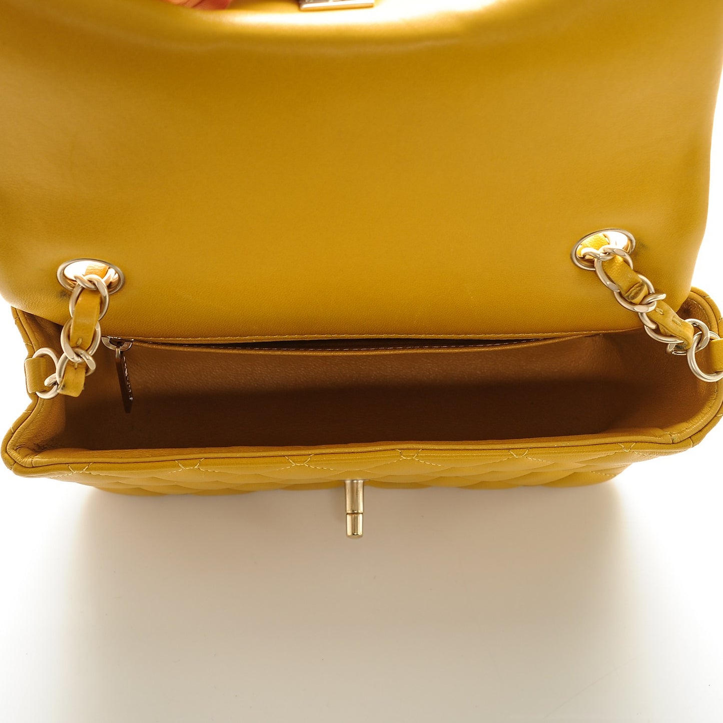 Lambskin Quilted Mini Rectangular Flap Yellow