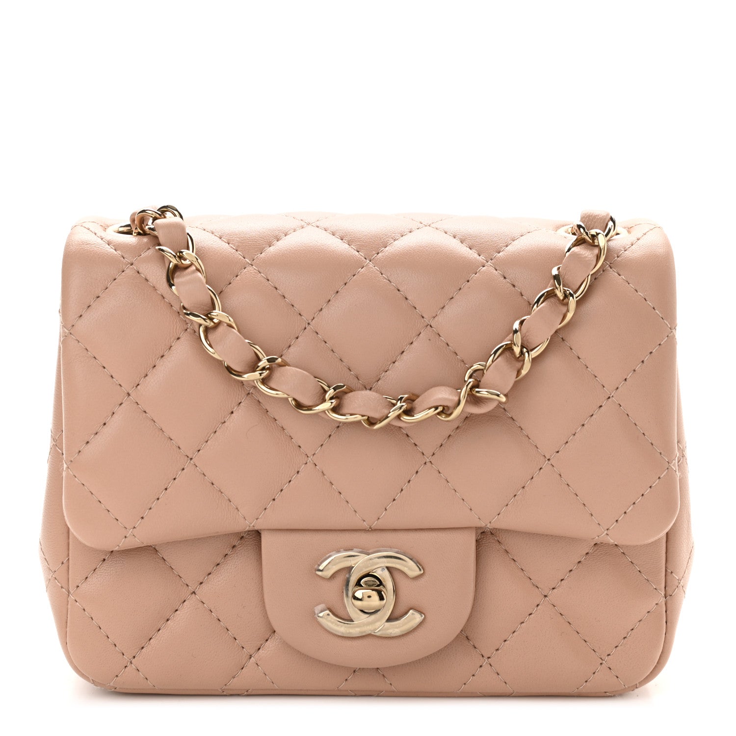 Chanel Lambskin Quilted Mini Square Flap Beige 1 of 9