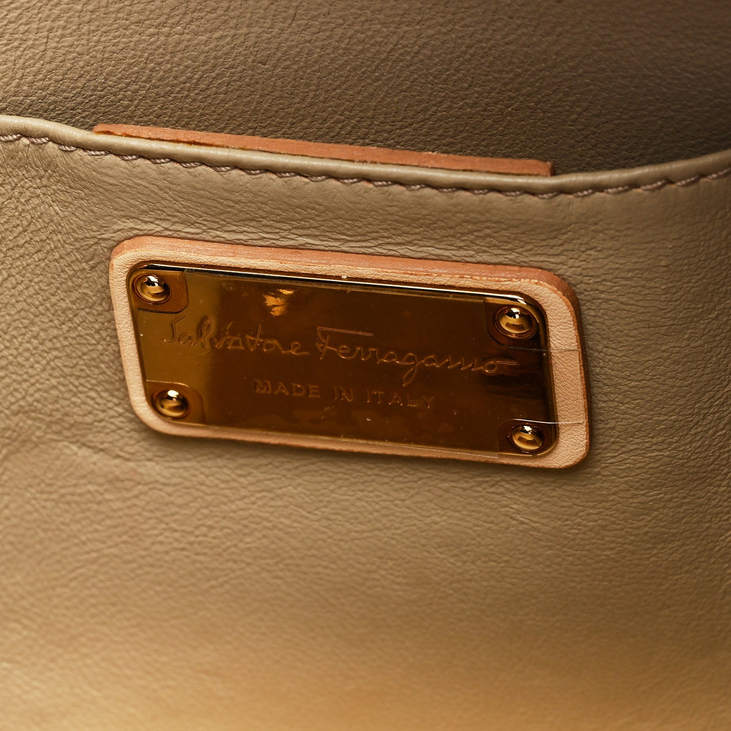 Nuage Calfskin Afef Lock Story Gancini Clutch Beige