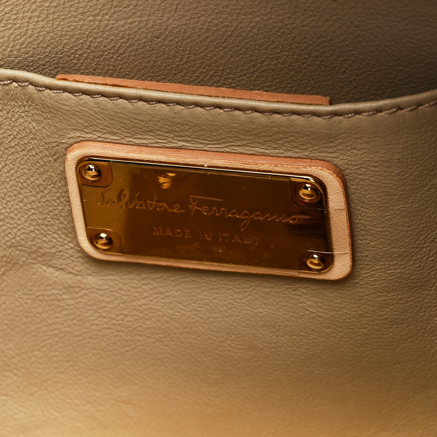 Salvatore Ferragamo Nuage Calfskin Afef Lock Story Gancini Clutch Beige 6 of 6