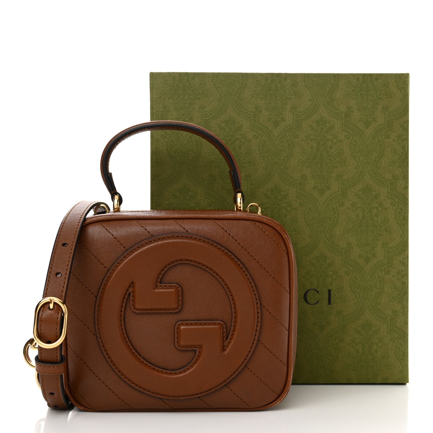 Gucci Sakai Be Green Calfskin Diagonal Stitched Blondie Top Handle Bag Cuir 13 of 13