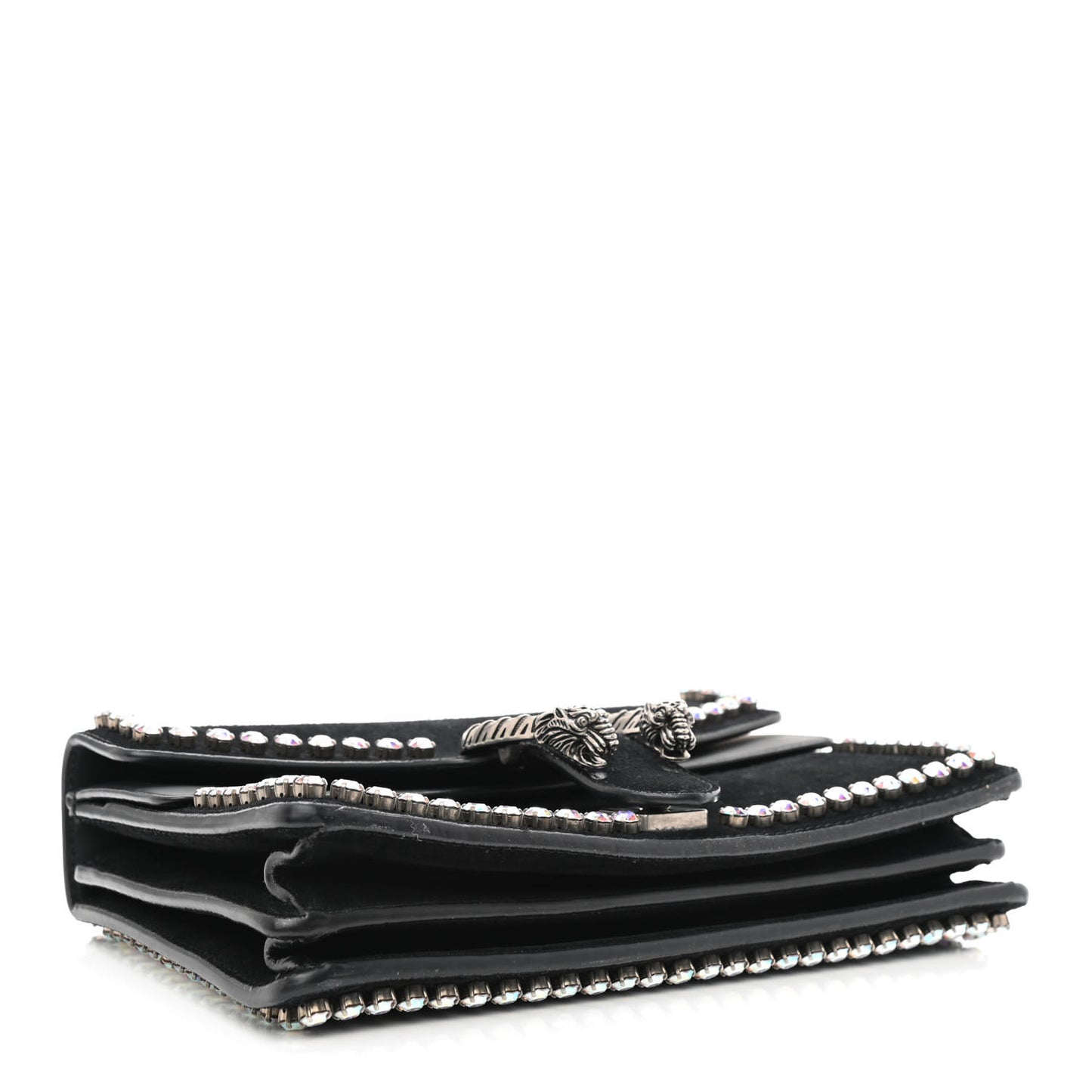 Suede Crystal Small Dionysus Shoulder Bag Black