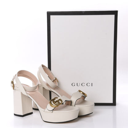 Gucci Calfskin GG Marmont Ankle Wrap 30/85mm Platform Sandals 37 Mystic White 9 of 9