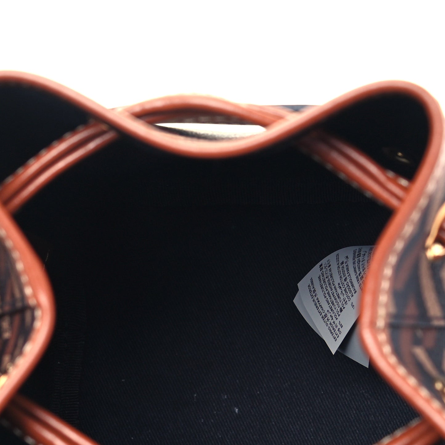 Coated Canvas La Greca Mini Bucket Bag Black Caramel