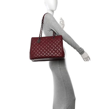 Chanel Caviar Quilted City Shopping Tote Dark Red 2 of 12