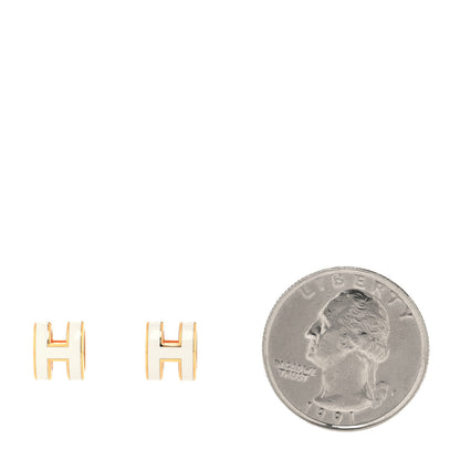Hermes Rose Gold Lacquered Mini Pop H Earrings White 2 of 5