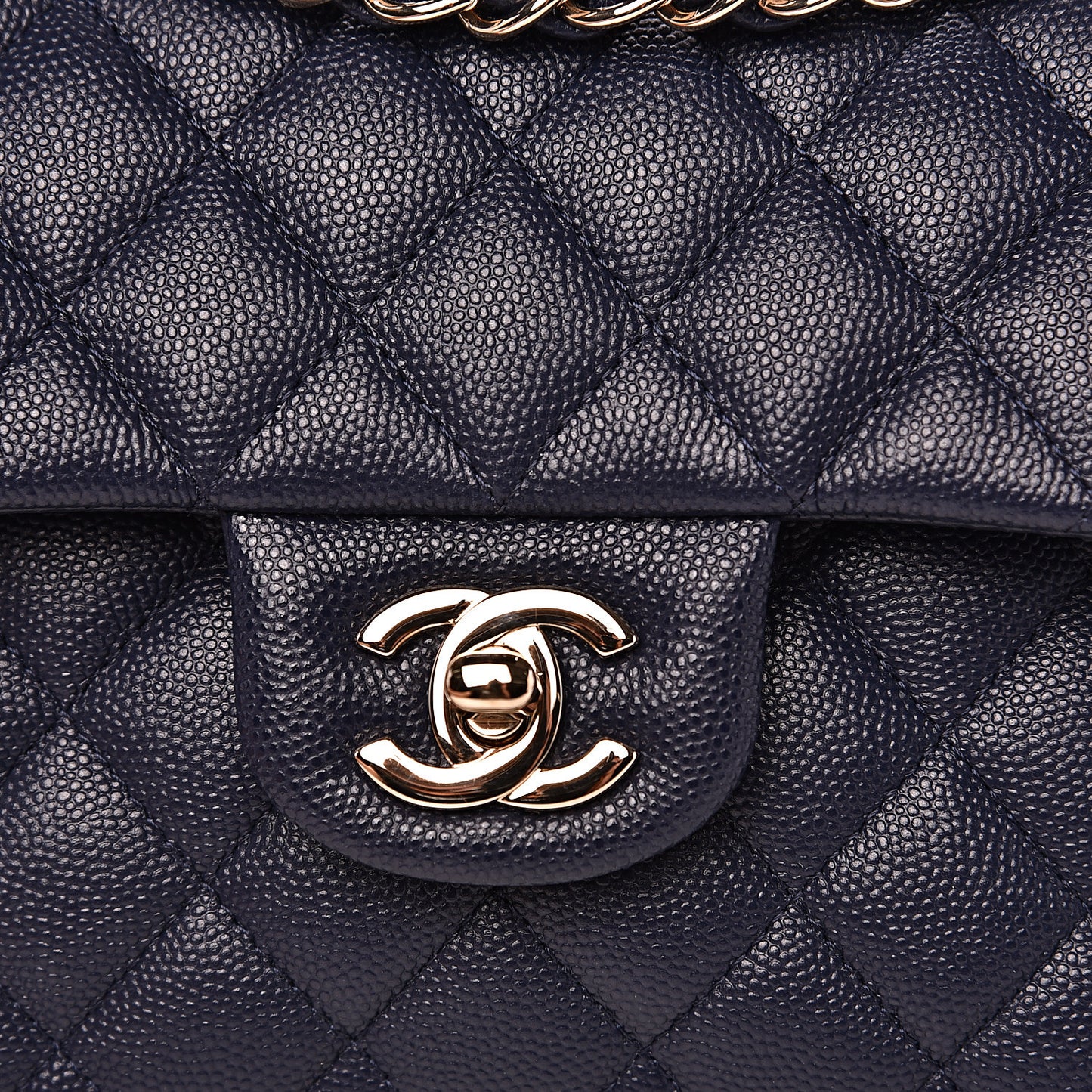 Caviar Quilted Small Double Flap Navy