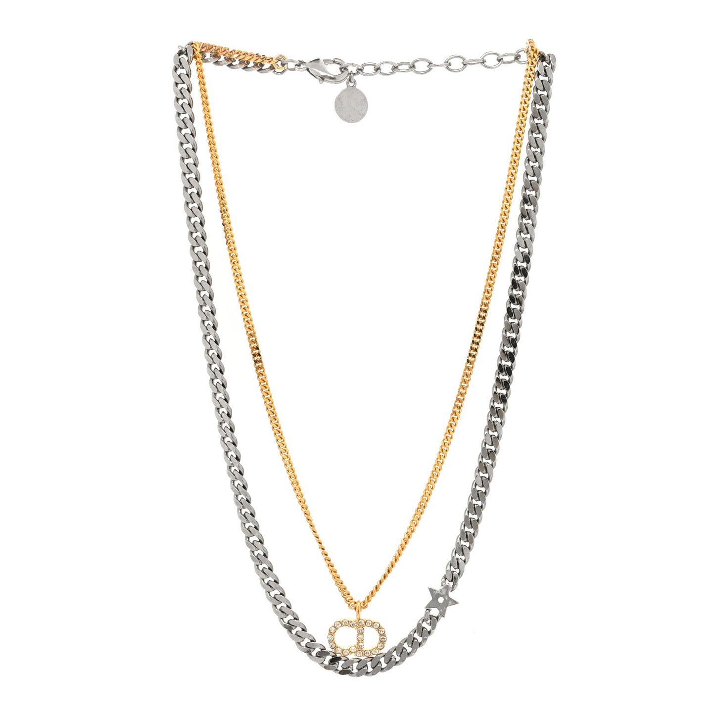 Metal Crystal CD Star Chain Necklace Gold Silver