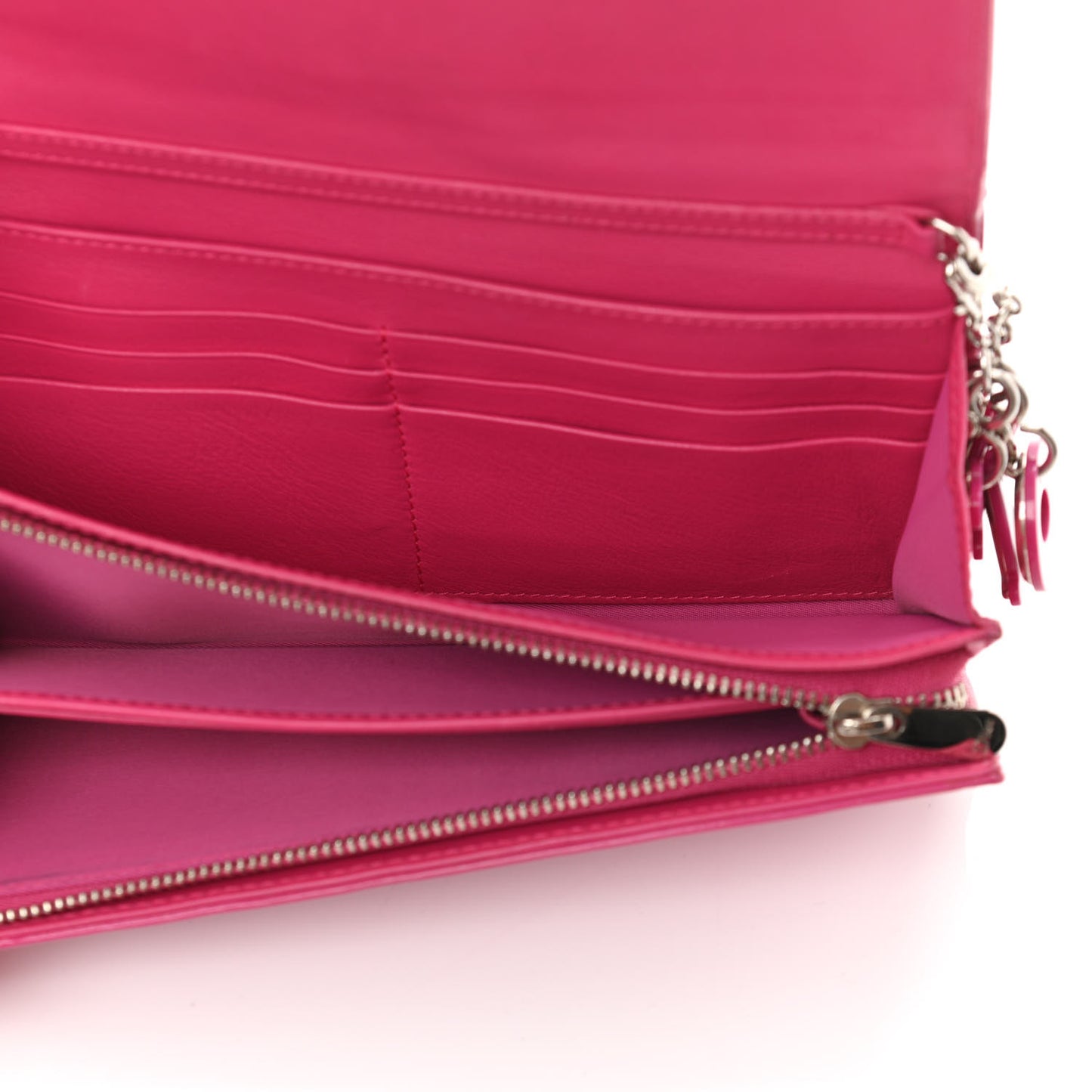 Patent Cannage Lady Dior Rendezvous Wallet On Chain Fuchsia