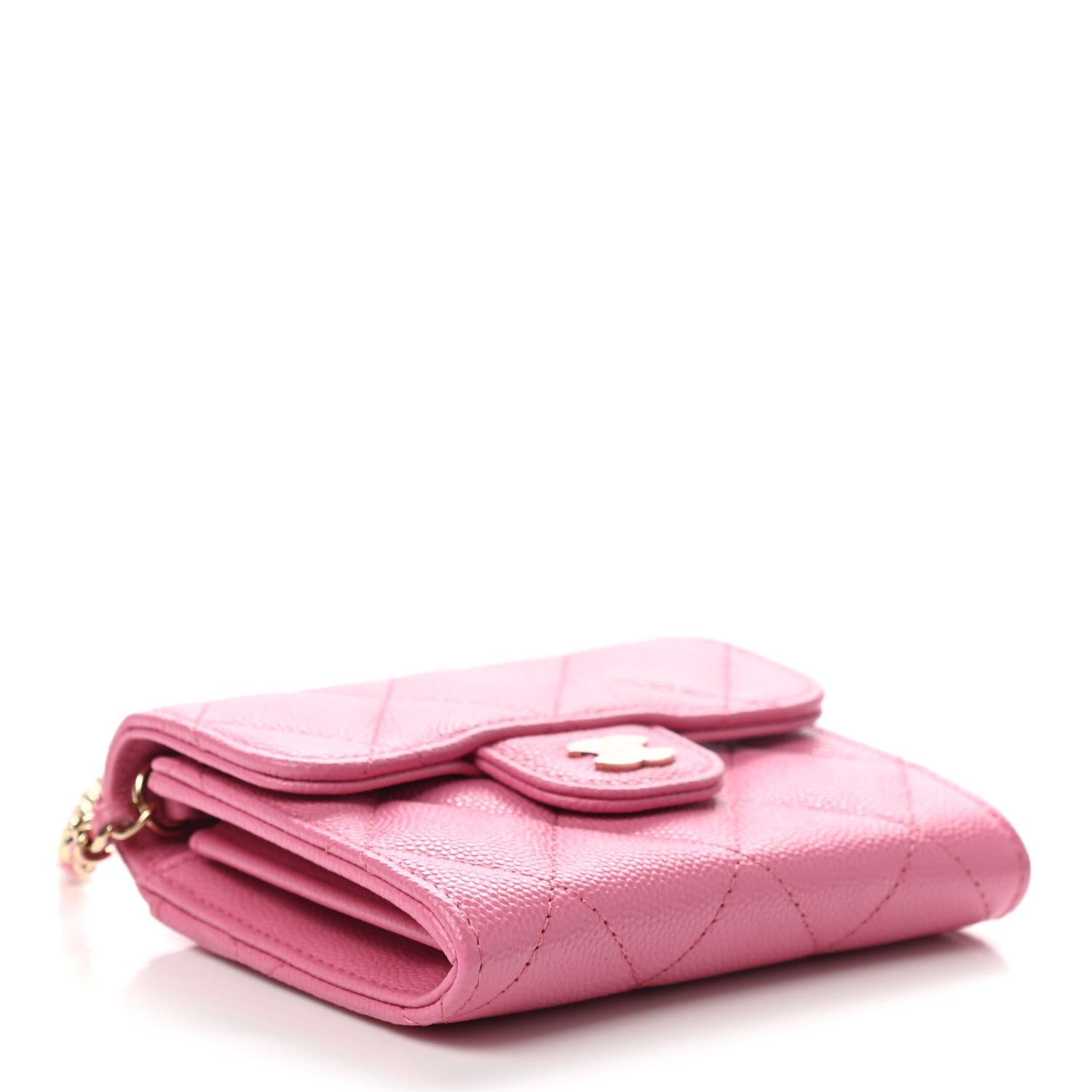 Chanel Caviar Quilted Flap Card Holder On Chain Pink 4 of 9