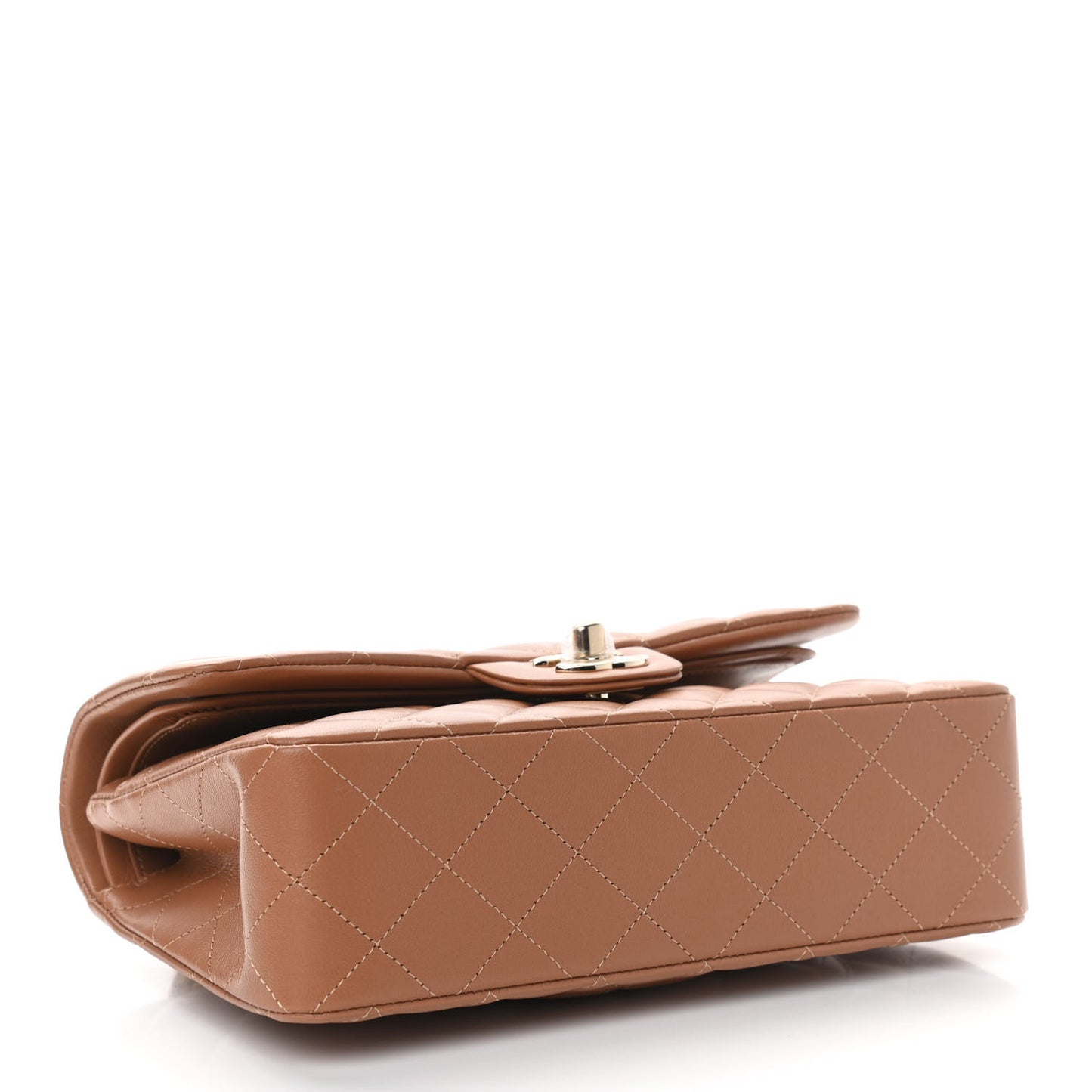 Lambskin Quilted Small Double Flap Brown