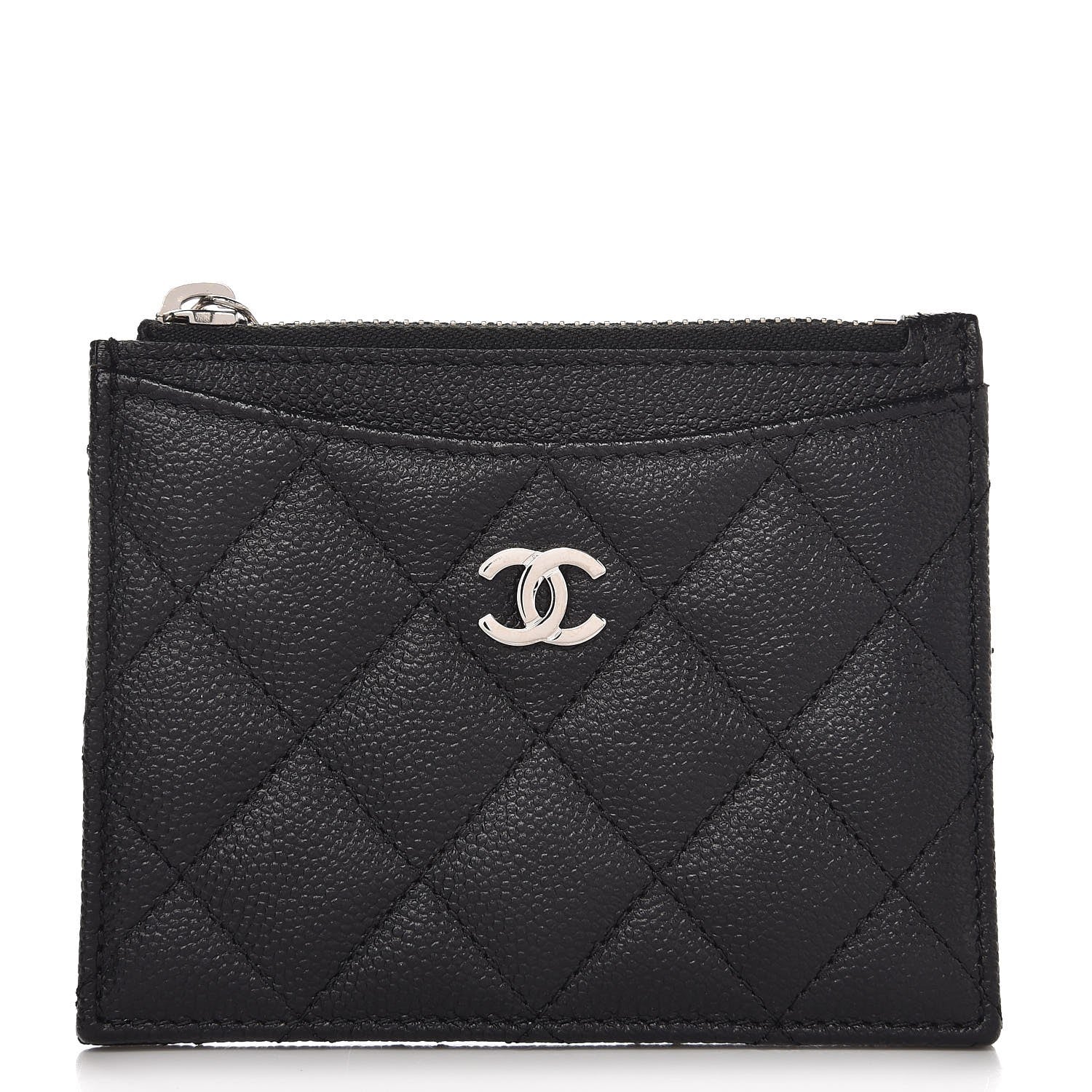 Chanel Caviar Quilted CC Zip Card Holder Black 1 of 7