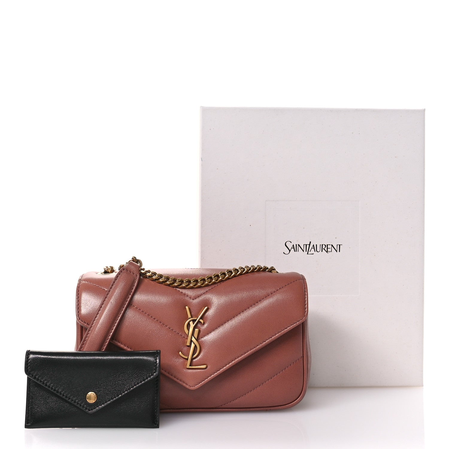 Saint Laurent Lambskin Chevron Quilted Mini Loulou Bag Hortensia 12 of 12