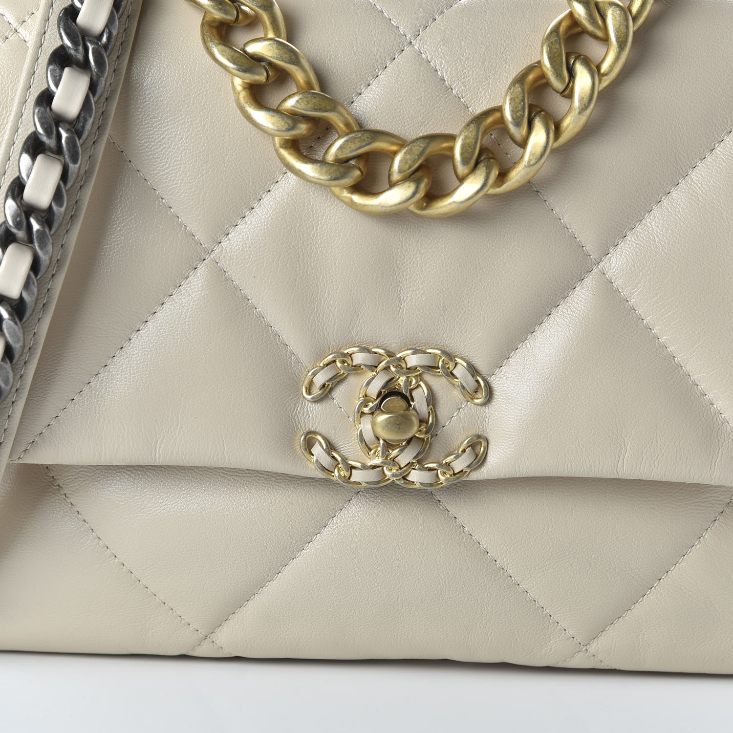 Chanel Lambskin Quilted Large 19 Flap Beige 10 of 11