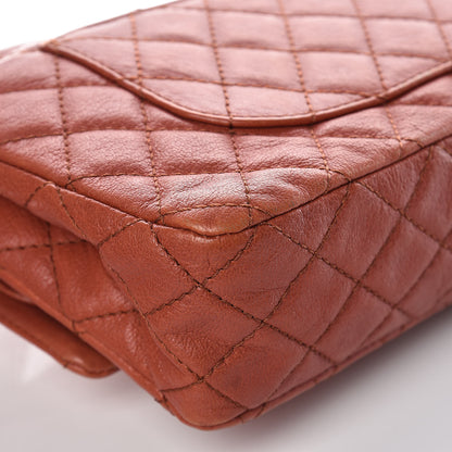 Chanel Glazed Lambskin Quilted Medium Double Flap Bijoux Chain Dark Orange 13 of 17