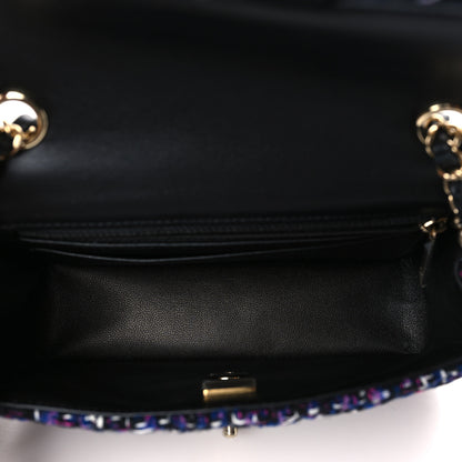 Chanel Tweed Quilted Mini Rectangular Flap Navy Purple 5 of 9