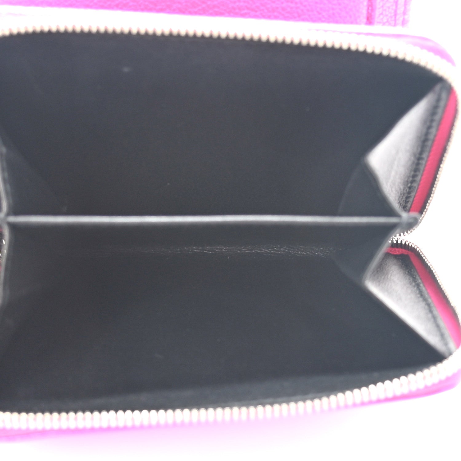 Balenciaga Metallic Goatskin Logo Everyday Multi Zip Wallet Rose Fuchsia Black 5 of 9