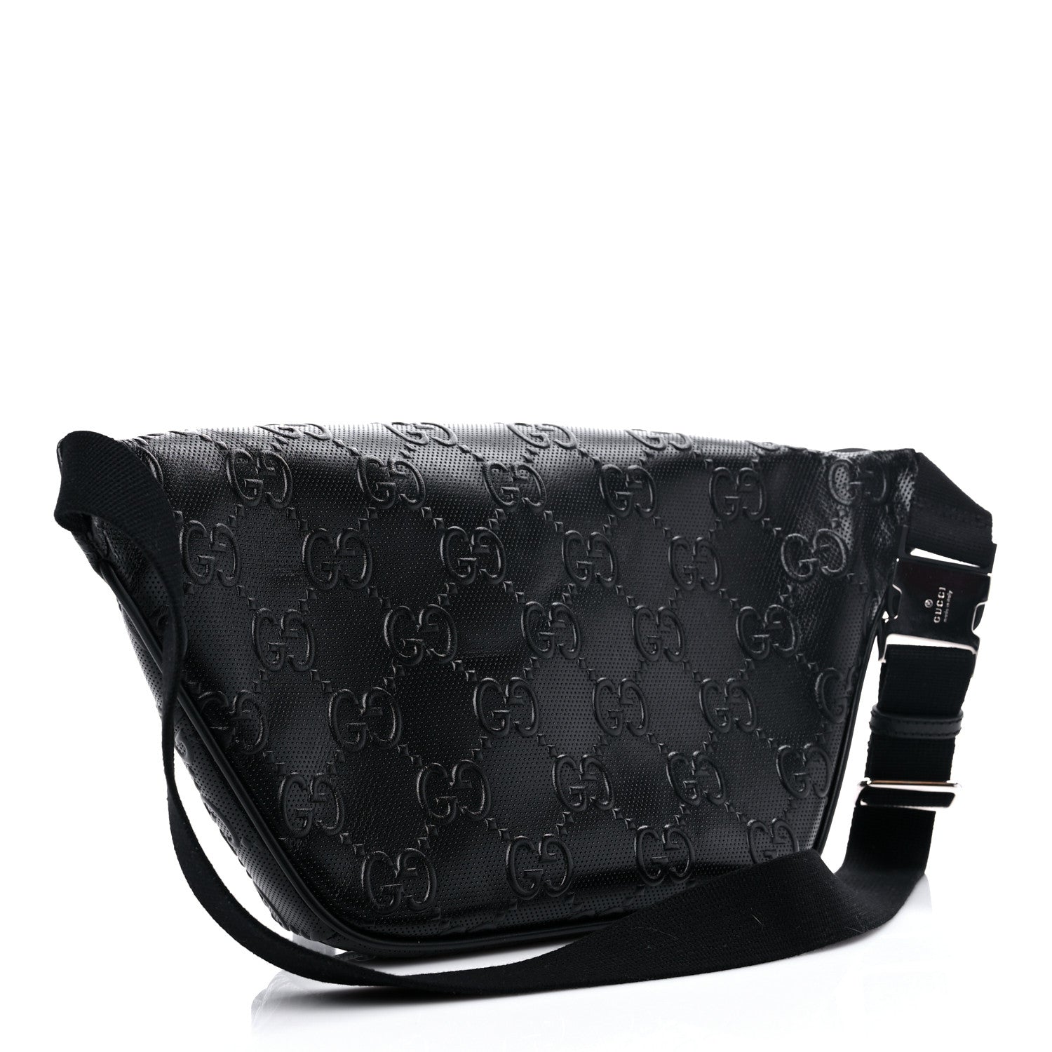 Gucci Calfskin GG Tennis Embossed Pocket Belt Bag Black 3 of 9