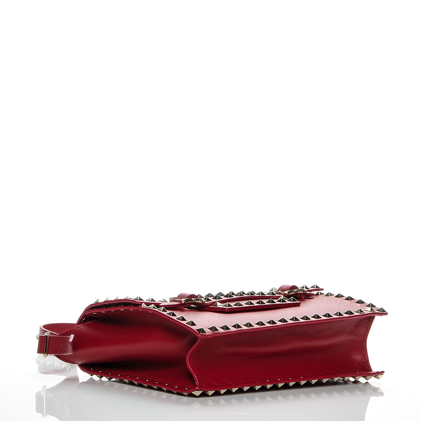 Vitello Rockstud Shoulder Flap Bag Rosso