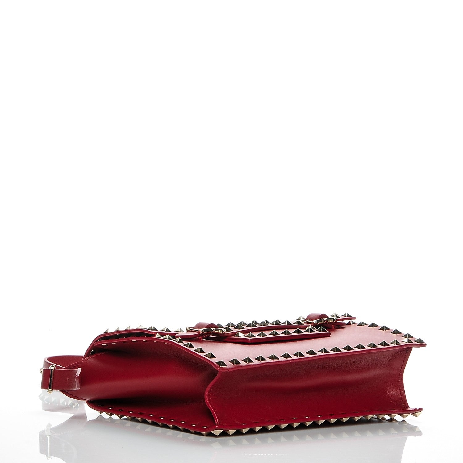 Valentino Garavani Vitello Rockstud Shoulder Flap Bag Rosso 4 of 6