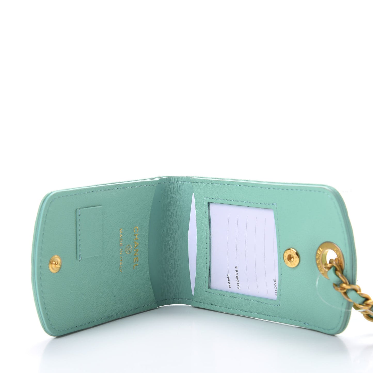 Goatskin Quilted 19 Luggage Tag Light Blue
