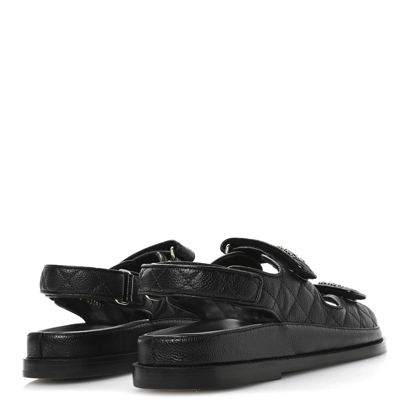 Grained Calfskin Velcro Dad Sandals 38 Black