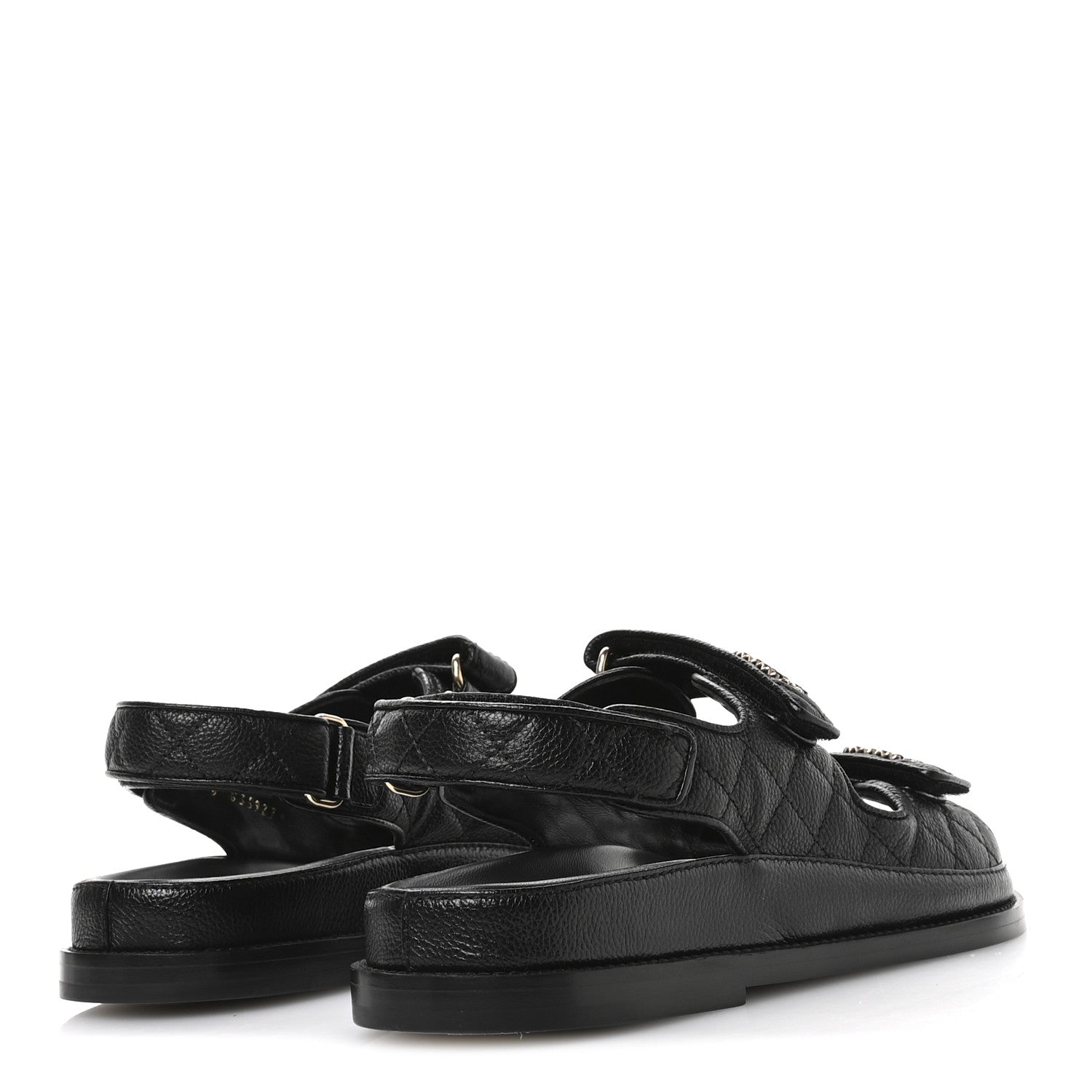Chanel Grained Calfskin Velcro Dad Sandals 38 Black 5 of 9