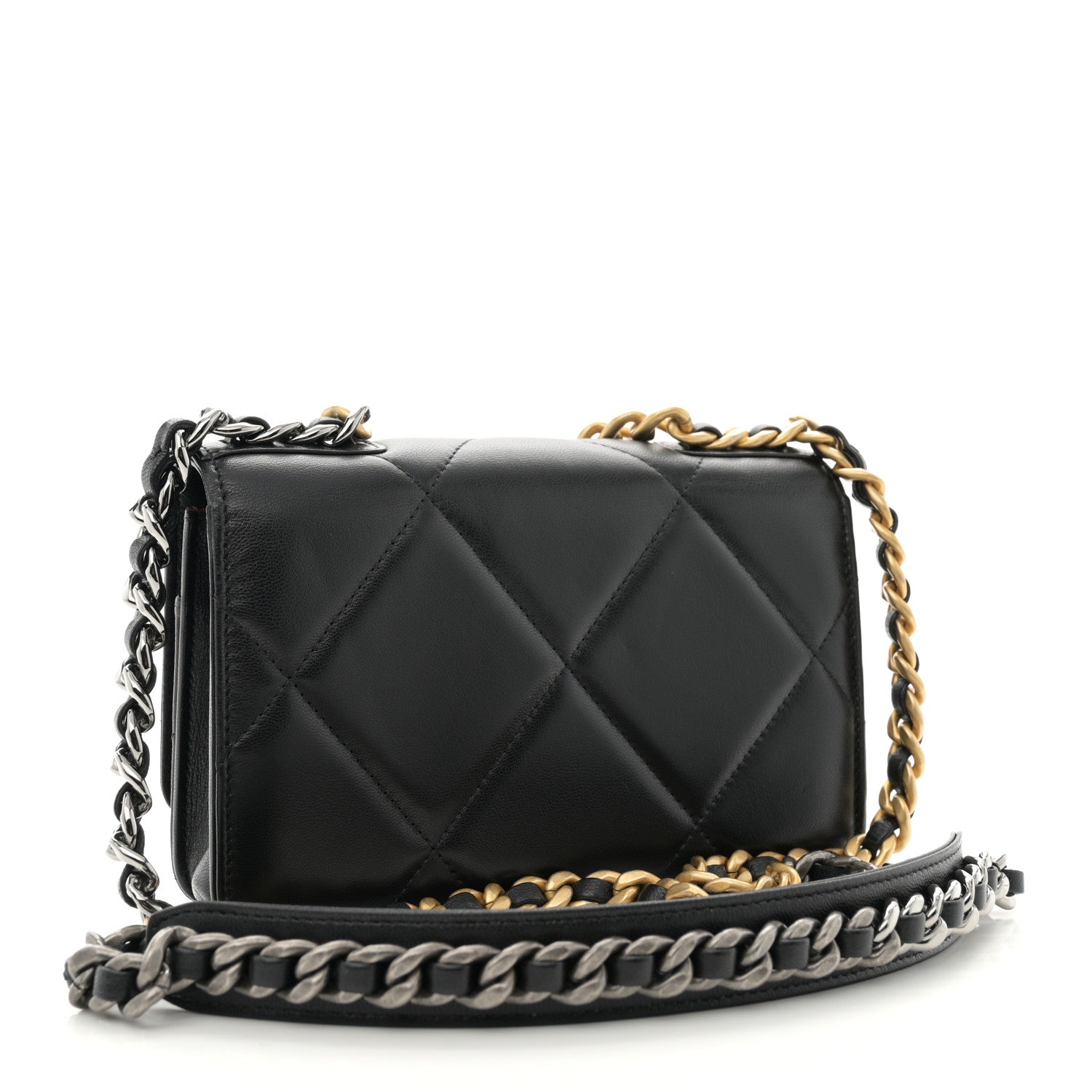 Chanel Lambskin Quilted Chanel 19 Wallet On Chain WOC Black 3 of 13