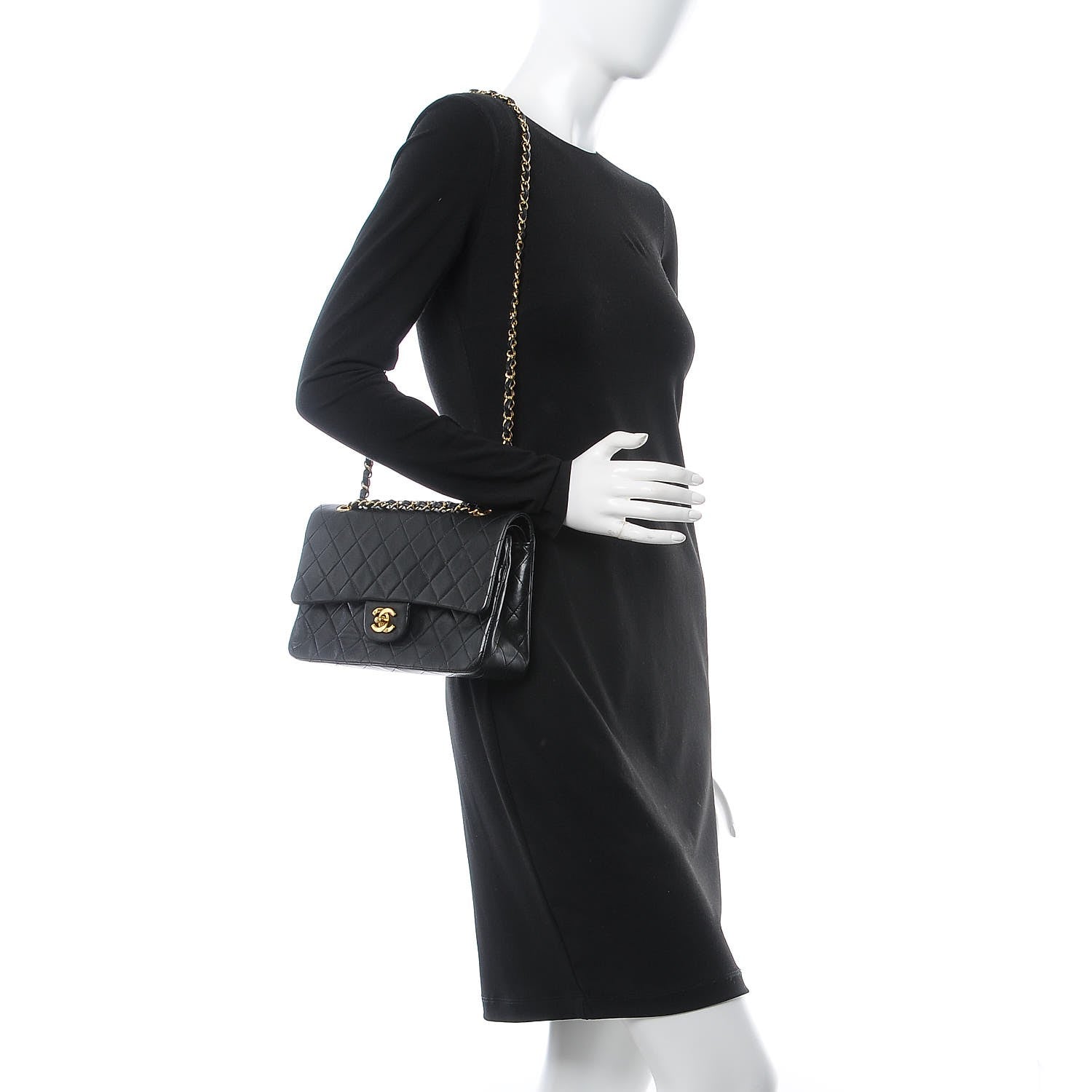 Chanel Lambskin Quilted Medium Double Flap Black 3 of 9