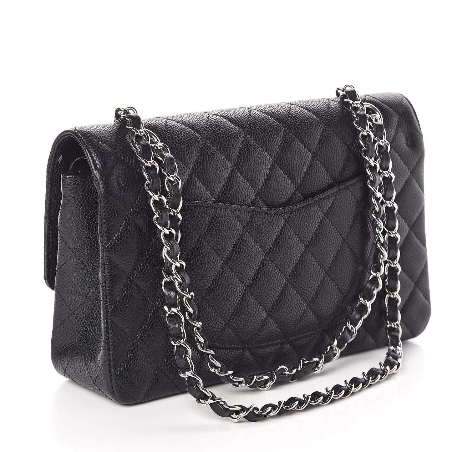 Caviar Quilted Medium Double Flap Black