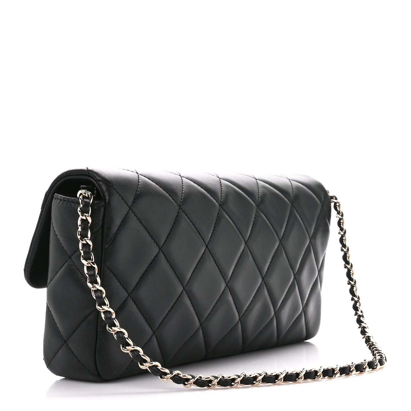 Lambskin Quilted Pearl CC Flap Clutch Black