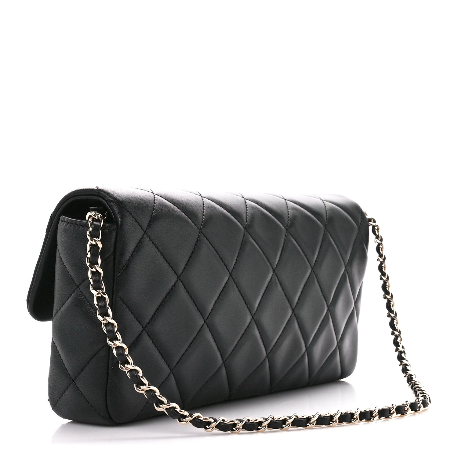 Chanel Lambskin Quilted Pearl CC Flap Clutch Black 3 of 12
