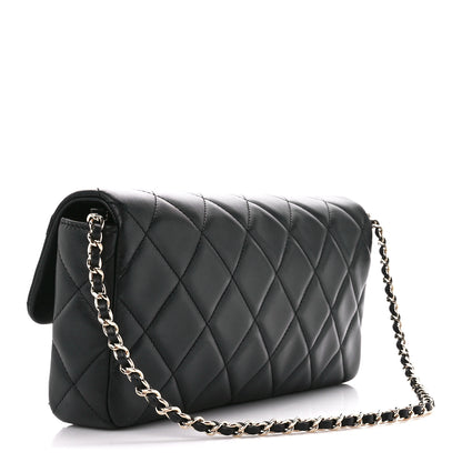 Chanel Lambskin Quilted Pearl CC Flap Clutch Black 3 of 12