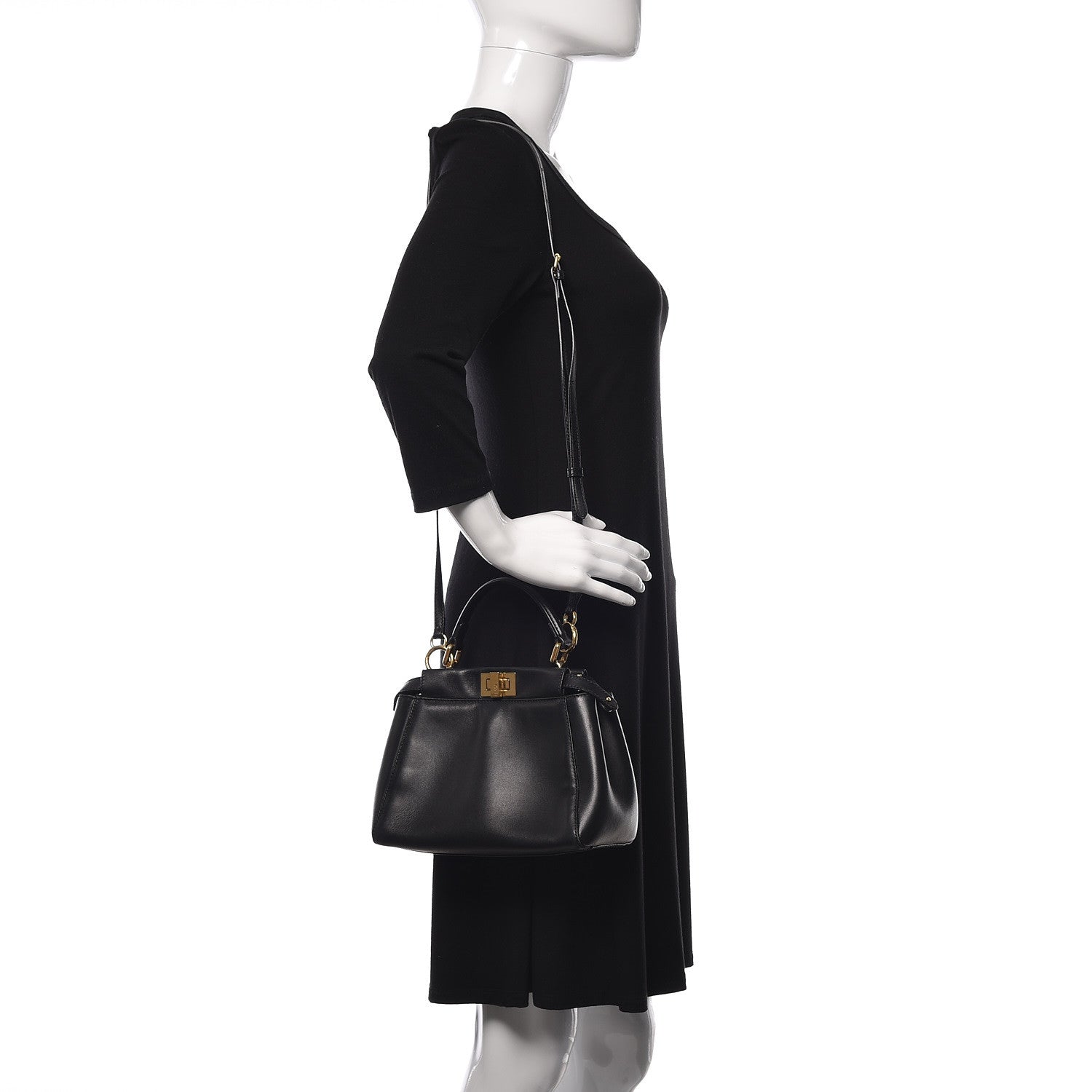 Fendi Nappa Mini Peekaboo Iconic Satchel Black 2 of 13