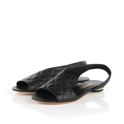 Chanel Calfskin Quilted Slingback Sandals 35 Black 3 of 7