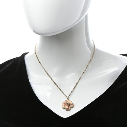 Chanel Enamel CC Camellia Pendant Necklace Gold Pink 2 of 5