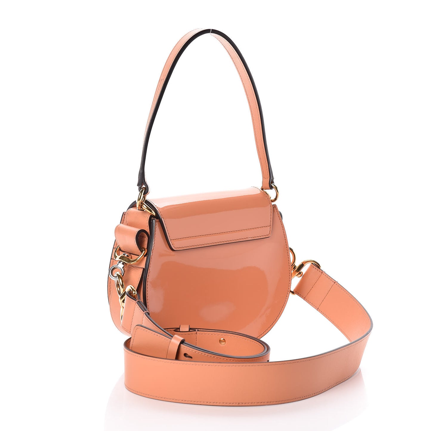 Patent Calfskin Suede Small Tess Bag Autumnal Brown