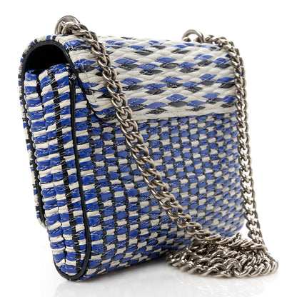 Louis Vuitton Calfskin Epi Smock Louise MM Chain Clutch Blue White Black 3 of 11
